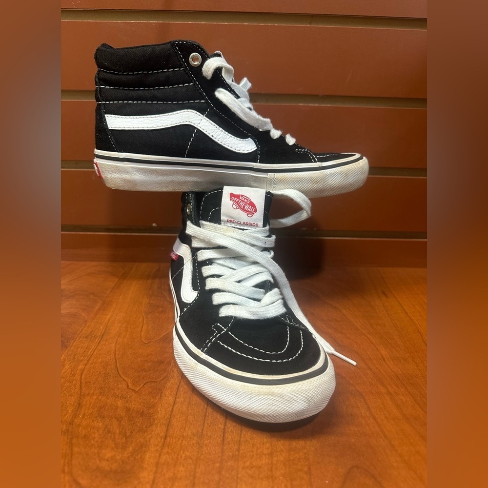 Vans Black and White High-Tops with Red Accents - Picture 3 of 7